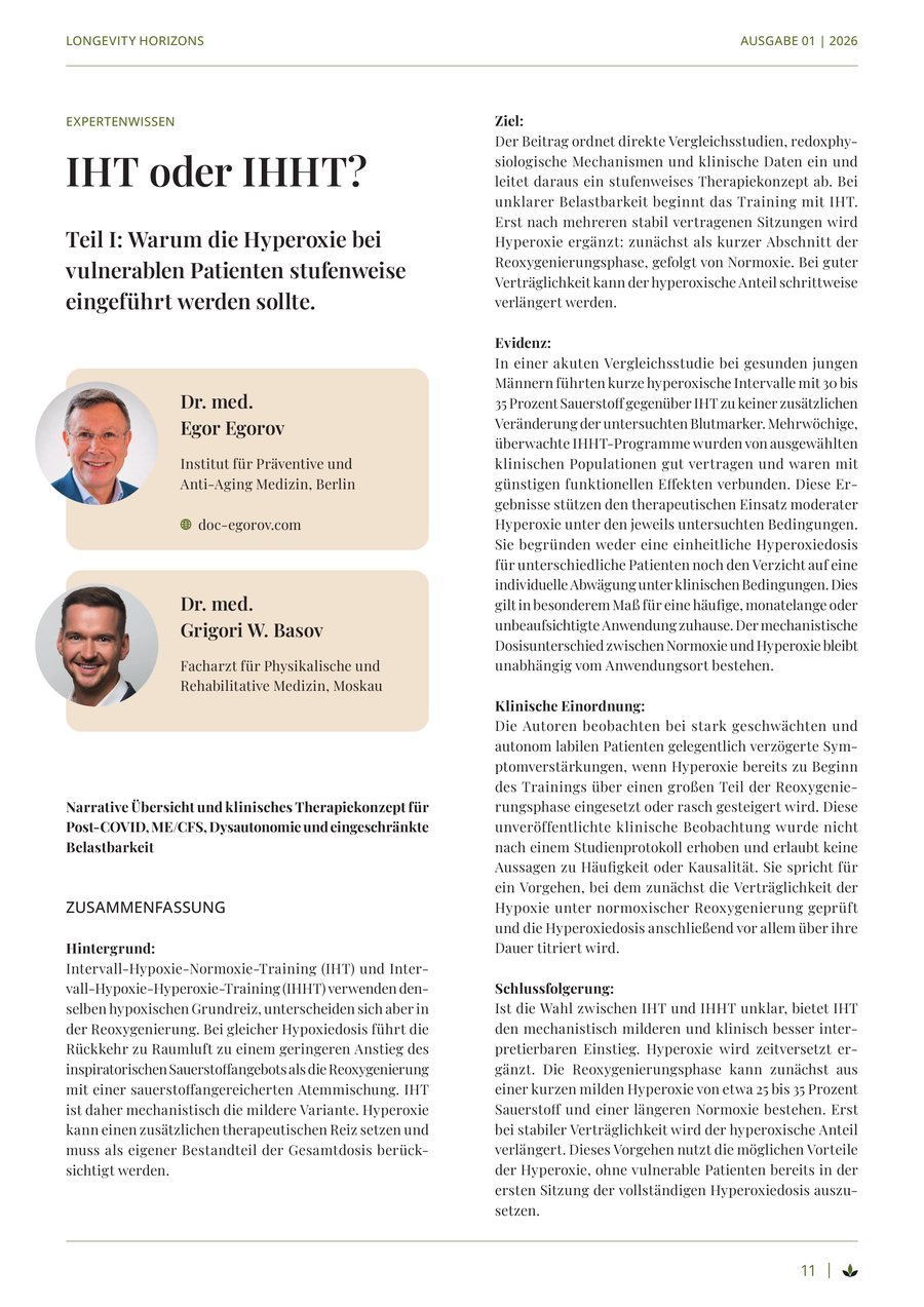 Beitrag IHT oder IHHT? Teil I mit Dr. med. Egor Egorov